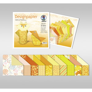 Designpapier Faltblätter "Citrine" 100 g/qm 10 x 10 cm - 50 Blatt