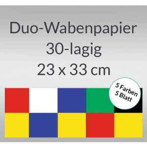 Duo-Wabenpapier 23 x 33 cm - 5 Blatt sortiert