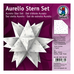 Faltblätter Aurelio-Stern "Silver Stars" weiß 14,8 x 14,8 cm