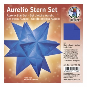 Faltblätter Aurelio-Stern "Uni" blau 15 x 15 cm