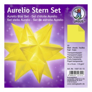 Faltblätter Aurelio-Stern "Uni" gelb 15 x 15 cm