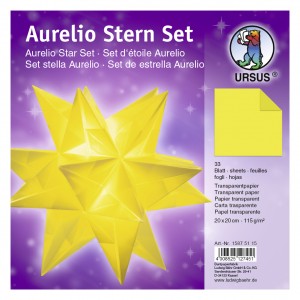 Faltblätter Aurelio-Stern "Uni" gelb 20 x 20 cm