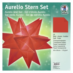 Faltblätter Aurelio-Stern "Uni" rot 30 x 30 cm