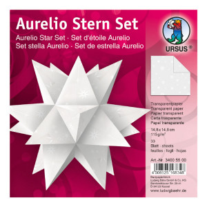 Faltblätter Aurelio-Stern "White Line" Sterne 14,8 x 14,8 cm