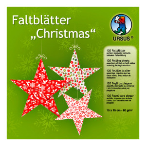 Faltblätter Christmas 15 x 15 cm - 120 Blatt in 10 Designs