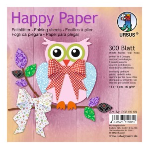 Faltblätter "Happy Paper" 15 x15 cm - 300 Blatt