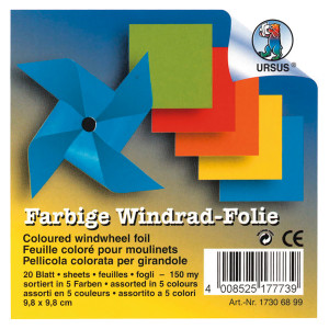 Farbige Windrad-Folie, 9,8 x 9,8 cm - 20 Blatt