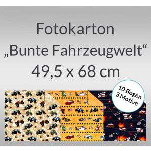 Fotokarton "Bunte Fahrzeugwelt" 49,5 x 68 cm - 10 Bogen sortiert