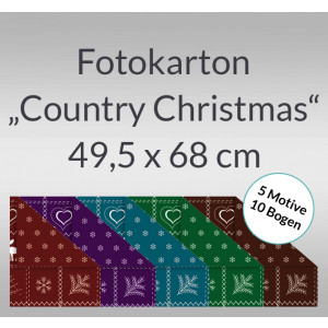 Fotokarton "Country Christmas" 49,5 x 68 cm - 10 Bogen sortiert