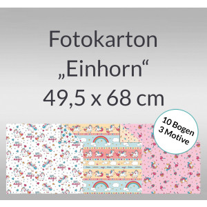 Fotokarton "Einhorn" 49,5 x 68 cm - 10 Bogen sortiert