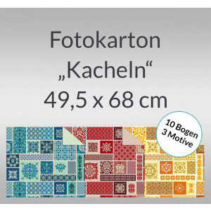 Fotokarton "Kacheln" 49,5 x 68 cm - 10 Bogen sortiert