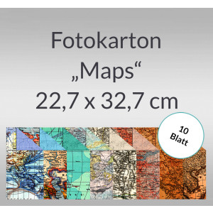 Fotokarton "Maps" 22,7 x 32,7 cm - 10 Blatt