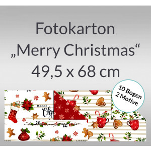Fotokarton "Merry Christmas" 49,5 x 68 cm - 10 Bogen sortiert