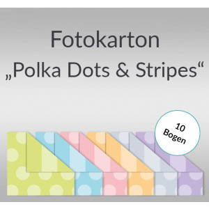 Fotokarton "Polka Dots & Stripes" 49,5 x 68 cm - 10 Bogen sortiert