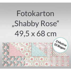 Fotokarton "Shabby Rose" 49,5 x 68 cm - 10 Bogen sortiert