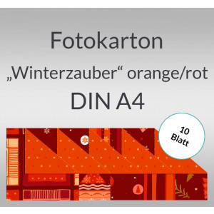 Fotokarton "Winterzauber" orange/rot DIN A4 - 10 Blatt
