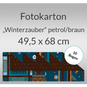 Fotokarton "Winterzauber" petrol/braun 49,5 x 68 cm - 10 Bogen