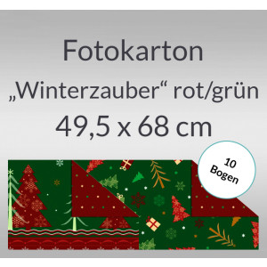 Fotokarton "Winterzauber" rot/grün 49,5 x 68 cm - 10 Bogen