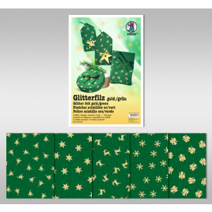 Glitter-Filz "gold" 20 x 30 cm grün - 5 Blatt
