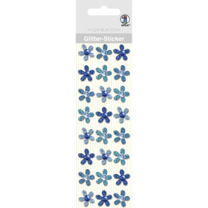 Glitter Sticker "Blüten" blau