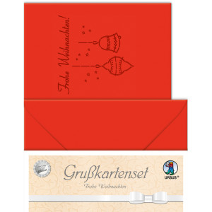 Grußkarten "gelasert" Frohe Weihnachten rubinrot - 5 Karten