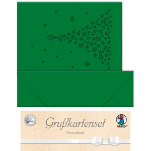 Grußkarten "gelasert" Tannenbaum tannengrün - 5 Karten