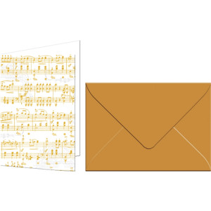 Grußkarten "Noten" mit Kuverts weiß/gold