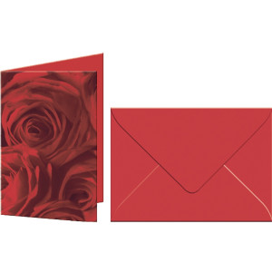 Grußkarten "Rosen" mit Kuverts 
rot