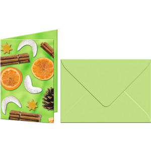 Grußkarten "Weihnachts-Potpourri" mit Kuverts 113 x 165 mm grün