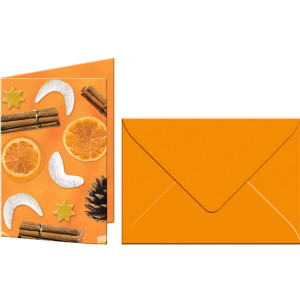 Grußkarten "Weihnachts-Potpourri" mit Kuverts 113 x 165 mm orange