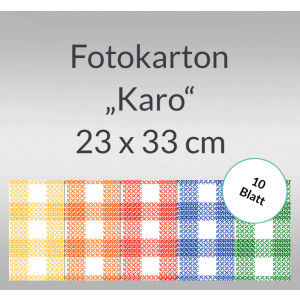 Karo-Fotokarton 23 x 33 cm - 10 Blatt sortiert