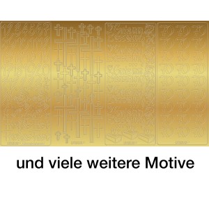 Kreativ Sticker, 10 x 23 cm, 5 Blatt, gold, verschiedene Motive