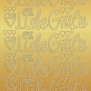 Kreativ Sticker "Liebe Grüße" gold