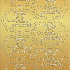 Kreativ Sticker "mit Liebe gemacht" gold