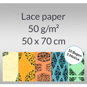 Lace paper 50 g/qm 50 x 70 cm sortiert - 10 Bogen sortiert