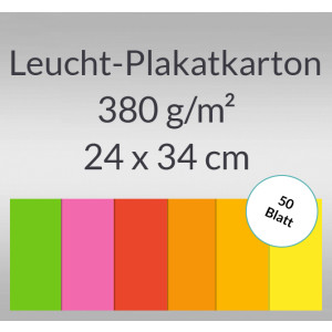 Leucht-Plakatkarton 380 g/qm 24 x 34 cm - 50 Blatt