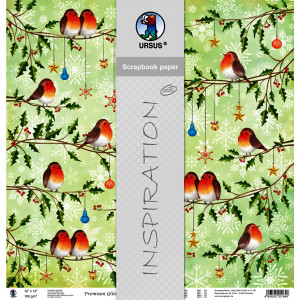 Scrapbooking Papier "Christmas Robin" - 5 Blatt