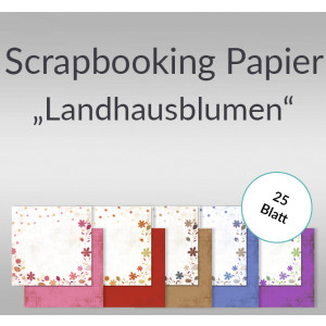 Scrapbooking Papier "Landhausblumen" - 25 Blatt
