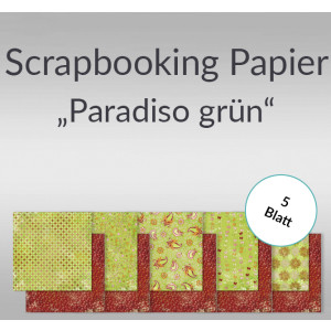 Scrapbooking Papier "Paradiso grün" - 5 Blatt