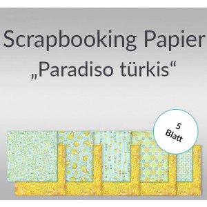 Scrapbooking Papier "Paradiso türkis" - 5 Blatt