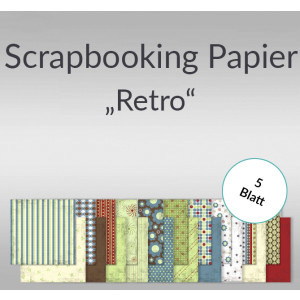 Scrapbooking Papier "Retro" - 5 Blatt