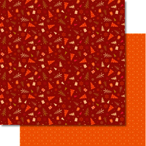 Scrapbooking Papier "Winterzauber orange/rot" Motiv 05 - 25 Blatt