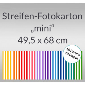 Streifen-Fotokarton "mini" 49,5 x 68 cm - 10 Bogen sortiert