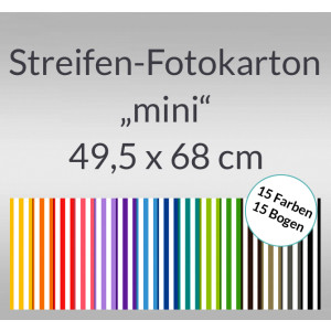 Streifen-Fotokarton "mini" 49,5 x 68 cm - 15 Bogen sortiert