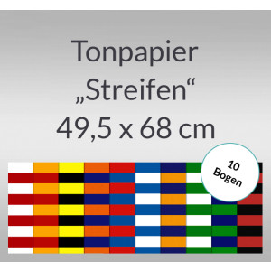 Streifen-Tonzeichenpapier 130 g/qm 49,5 x 68 cm - 10 Bogen