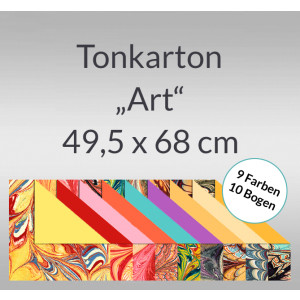 Tonkarton "Art" 220 g/qm 49,5 x 68 cm - 10 Bogen sortiert
