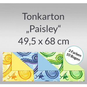 Tonkarton "Paisley" 220 g/qm 49,5 x 68 cm 10 Bogen sortiert