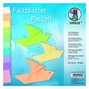 Tonzeichenpapier-Faltblätter Pastellfarben 20 x 20 cm - 100 Blatt