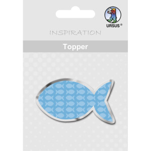 Topper "Joy" blau, Symbol Fisch
