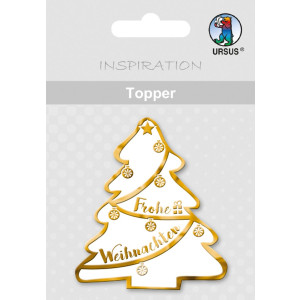 Topper "Weihnachtsbaum" weiß/gold - Motiv 32